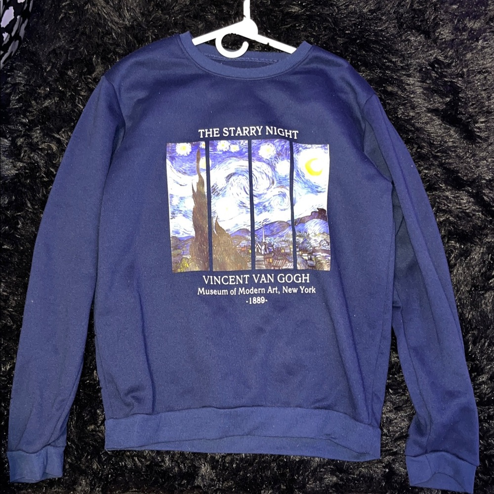 SHEIN Navy Van Gogh Art Sweater